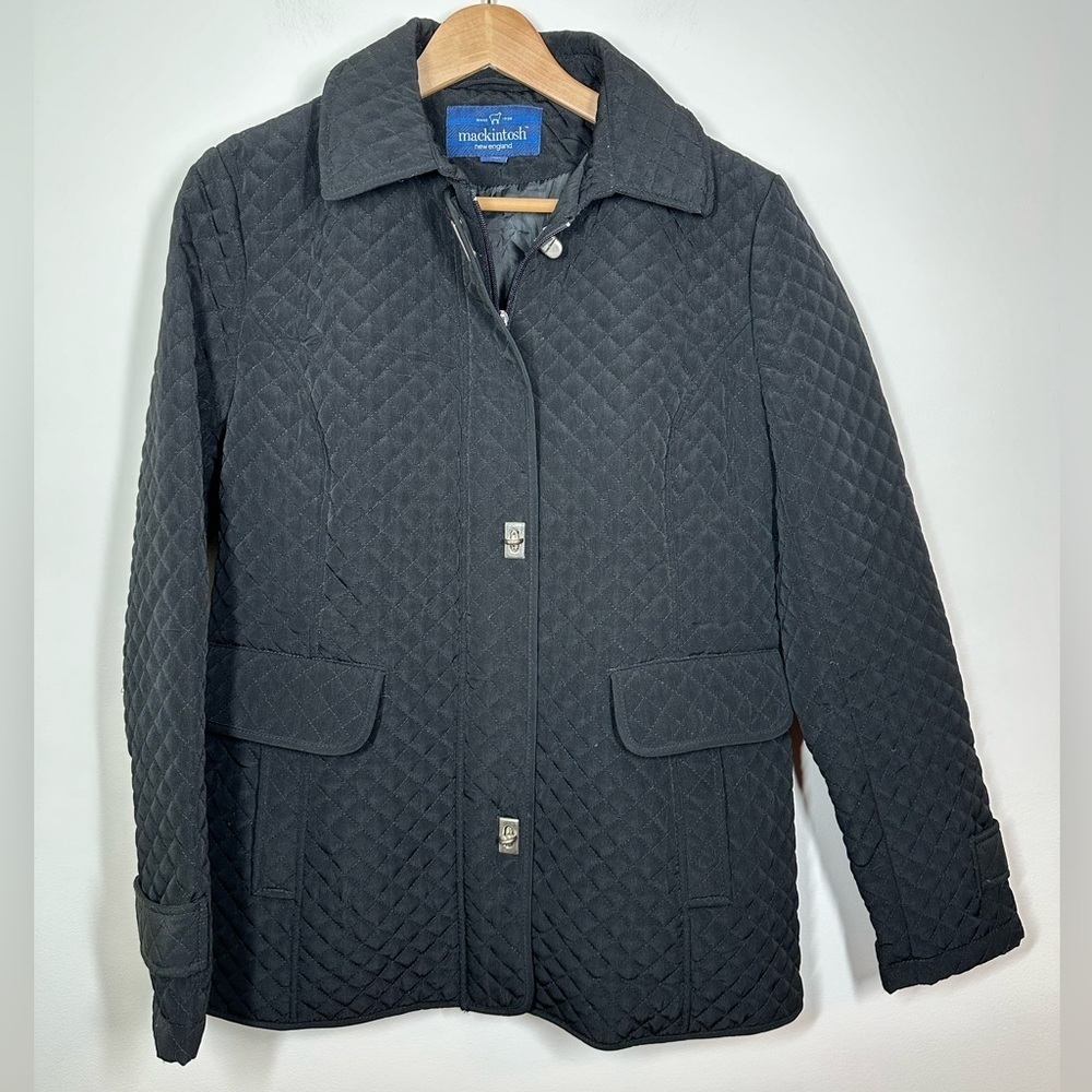 Mackintosh New England Black Quilted Coat Medium